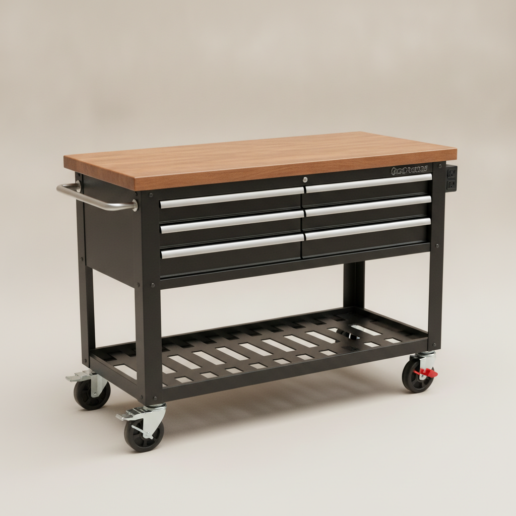 Rolling Workbench with Hardwood Top